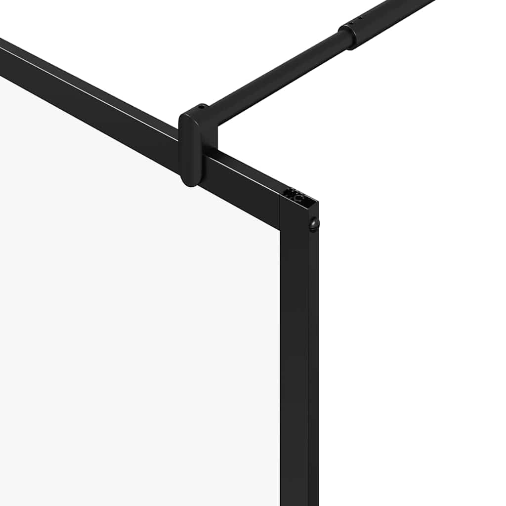 Parete Doccia Walk-in Nero in Vetro e Alluminio 80x195x0,5 cm Vetro Satinato con Area Trasparente per Vasca da Bagno, Paraspruzzi e Rinnovo Bagno Senza Barriere