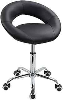 KKTONER Low Back Swivel Rolling Stool Height Adjustable Modern Semi-Circular Seat Office Computer Desk Chair with Wheels (Black)