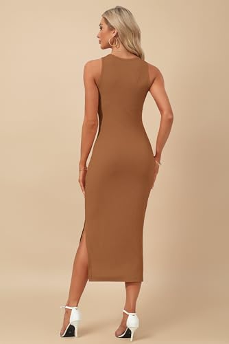 Image of AUSELILY Womens Summer Bodycon Dresses 2026 Basic Casual Sleeveless Knit Tank Midi Dress