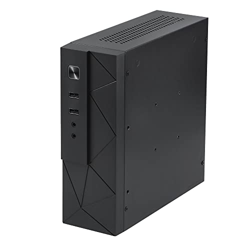 Goodisory MX01 SECC Mini ITX HTPC Gehäuse mit 3,5 Zoll Festplattenschacht und vertikalem Standfuß schwarz