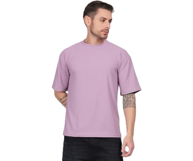 Image of Solid Self Design Oversized Tshirt for Men | Oversize T-Shirts for Men | Men Drop Shoulder Tshirts | Bagy Fit Men Tshirt