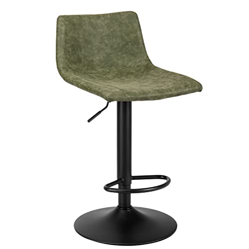 Finnhomy Bar Stools Set Of 2 Counter Height, Swivel Barstools With Footrest And L Shape Back, Height Adjustable Modern Bar Stools For Kitchen, Vintage Leather, Retro Green #TOP4