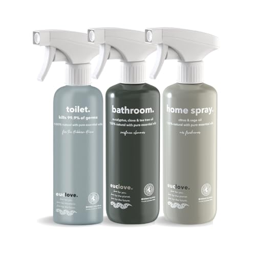 Natural Bathroom & Mould Cleaner, Foaming Toilet Cleaner, Citrus and Sage Home Spray 500ml each - Plant-Based, Non-Toxic, Odour Removing - Safe for Families & Pets