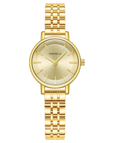 CIVO Reloj Mujer Analógico Dorado: 26mm Diámetro Pequeño Acero Inoxidable Impermeable 3ATM - Elegante Vintage Redondo Regalo