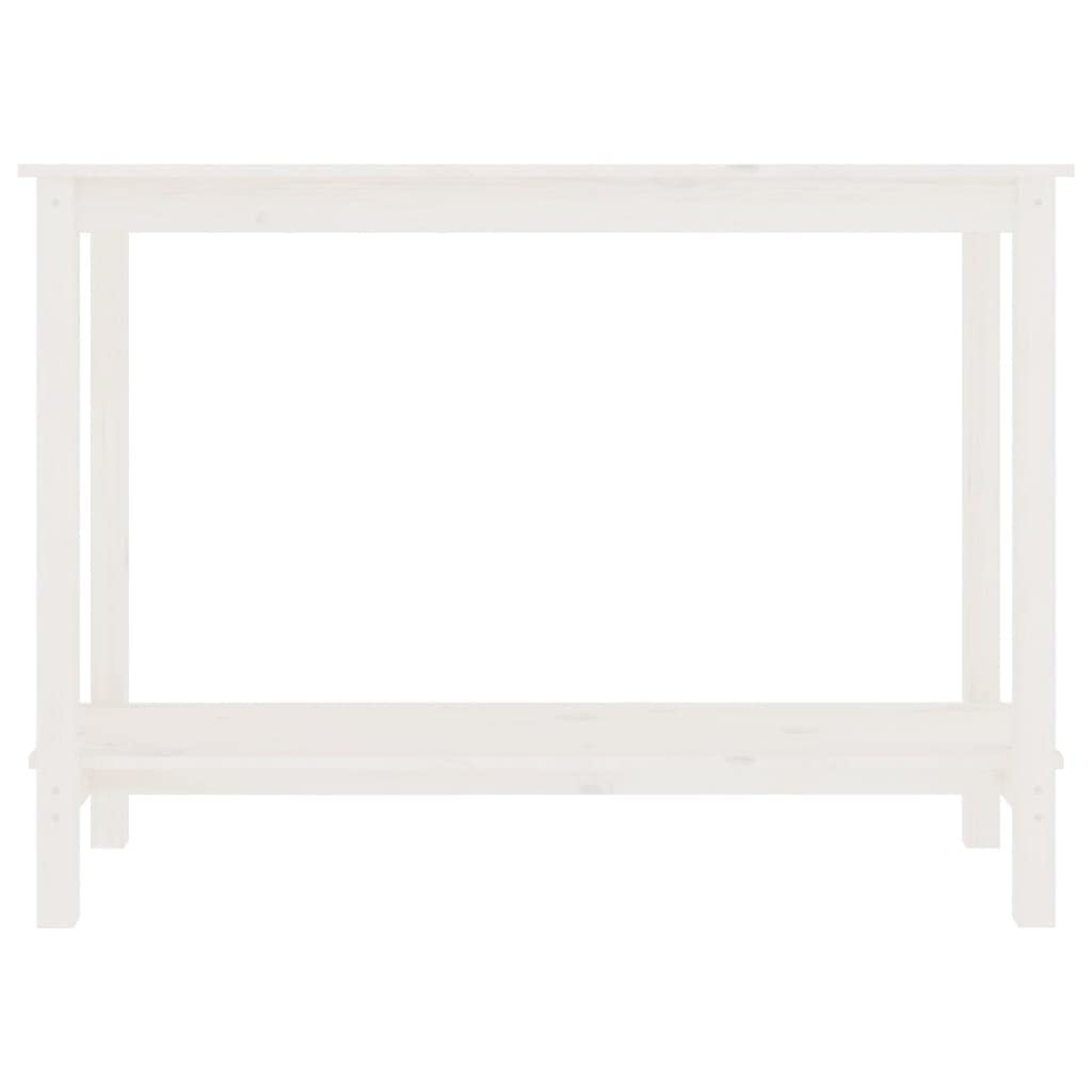 Mesa consola blanca 110 x 40 x 80 cm – Clásica mesa auxiliar de madera maciza de pino maciza, mesa de pasillo estable en estilo rústico para pasillo, salón y entrada