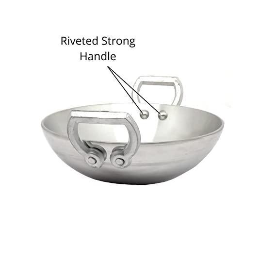 Image of Aluminium Mini Kadhai Wok for Deep Frying, Sauteing, Tempering Multi - Purpose for Home, Kitchen, Restaurant (6.5 Inch Dia)