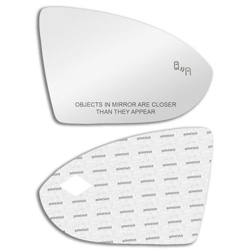 Blind Spot Passthrough Mirror Glass with Full Size Adhesive for Volkswagen | 2015 – 2021 Golf | 2019 – 2024 Jetta | 2015 – 2024 GTI | Passenger Side View Right RH