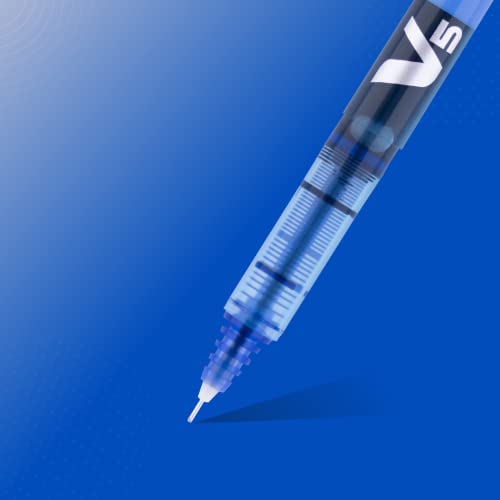 Image of Pilot V5 Liquid Ink Roller Ball Pen -Blue(Pack of 3),9000014710 BP1 Ball Pen - Pack of 5 - (3 Blue Pens + 2 Black Pens)