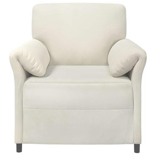 Sofá de 1 plaza crema con terciopelo y patas de metal, sillón de 88x83x95 cm 4