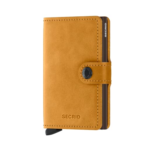 SECRID - Mini wallet Genuine Leather RFID Safe Card Case for max 12 cards (Ochre)