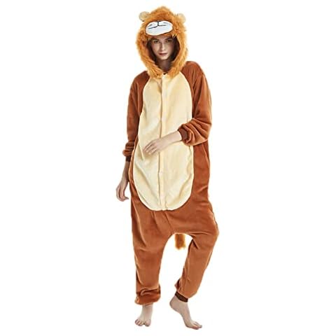 Petrella Fleece Lion Onesie Costume Animal Onesie Pajamas for Women Adult Christmas Halloween Cosplay Onepiece Costume Cover