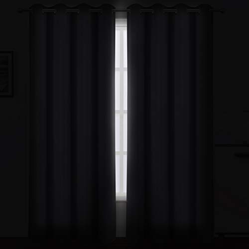 Image of LEMOMO Blackout Curtains 52 x 84 Inch Long Grey Curtains Set of 2 Panels Thermal Insulated Room Darkening Curtains for Bedroom