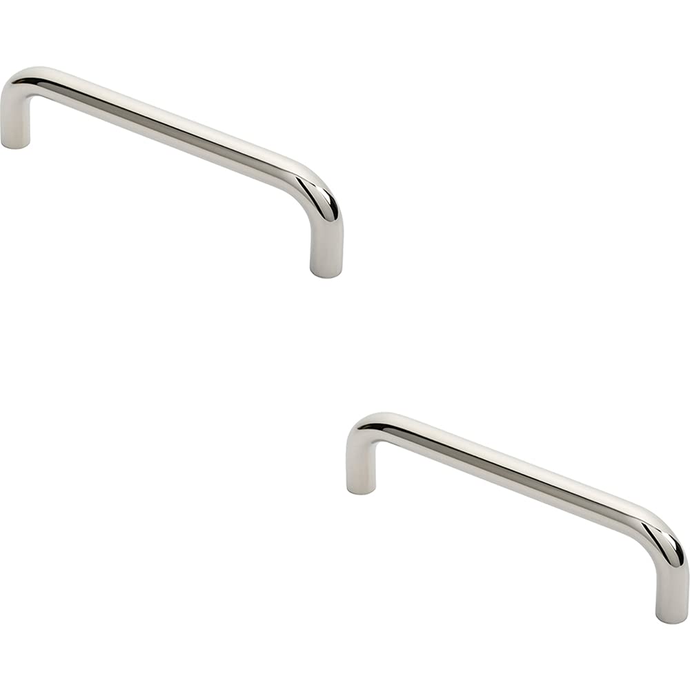 Loops 2X Round D Bar Pull Handle 244 X 19Mm 225Mm Fixing Centres Bright Steel