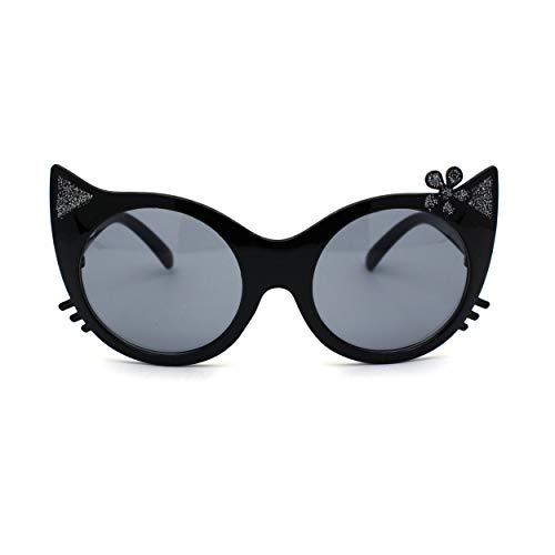 Girls Kitty Cat Ear Whisker Flower Cat Eye Sunglasses