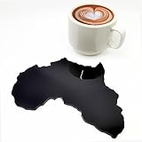 Africa Continent Coasters - Black Acrylic Irregular Drink Coasters for Home/Office Decor, Cute Desk Accessories Gift for Women (Tabletop Protection, Housewarming Christmas Birthday)