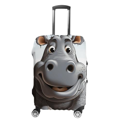 Cartoon Hippo Luggage Cover, Washable Elastic Suitcase Cover Protector Fit 18-32 Inch Luggage
