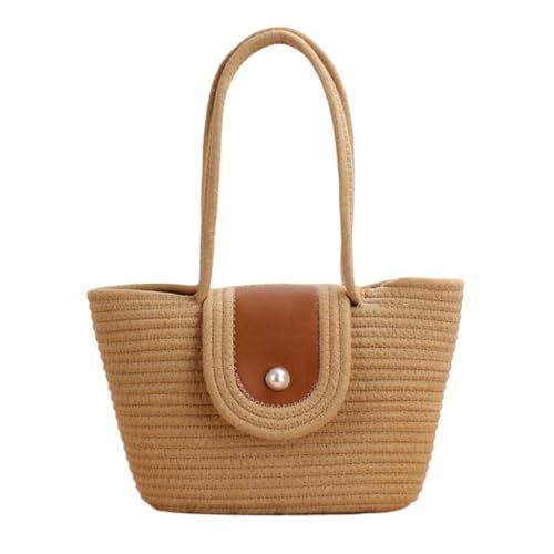 Large Capacity Woven Tote Vegetable Basket Bag Island Photo Cotton Rope Beach Bag