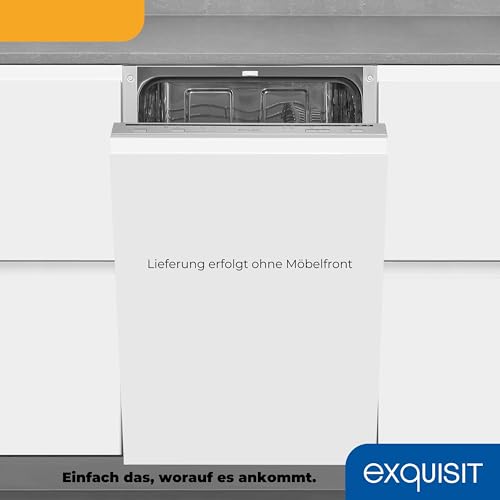 Exquisit Einbaugeschirrspüler EGSP1009-E-030E silber | Geschirrspüler vollintegriert 45 cm | 9 Maßgedecke | Spülmaschine vollintegriert 45 cm…