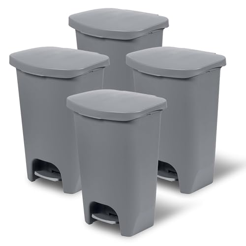 Caneca de basura rectangular Glad 13 galones gris pack 4