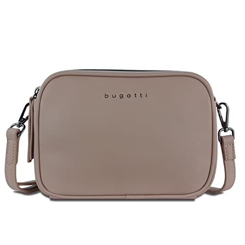 bugatti Almata kleine Schultertasche Damen Umhängetasche aus hochwertigem Kunstleder sand