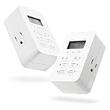 UltraProDaysmart Indoor 7-Day Plug-in Digital Timer 2 Pack, Custom Settings, Presets/Countdown, 2...