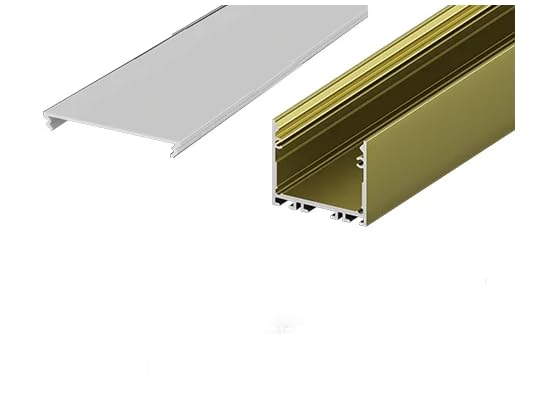 2 Metre Recessed Gold/Brass LED Profile P22-3 C/W Clips & Opal Covers | Perfect for Bedroom, Stairs, Hallway, Kitchen, Cabinet (31.4mm x 25mm)