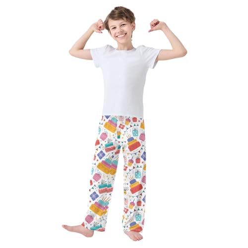 ZZXXB Birthday Cake Boys Long Pants Soft Trousers Elastic Waist Kids Lounge Bottoms with Pockets S-XL2