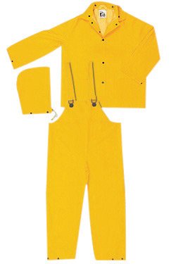MCR Safety 3-Piece Rainsuit, 3XL, Yellow