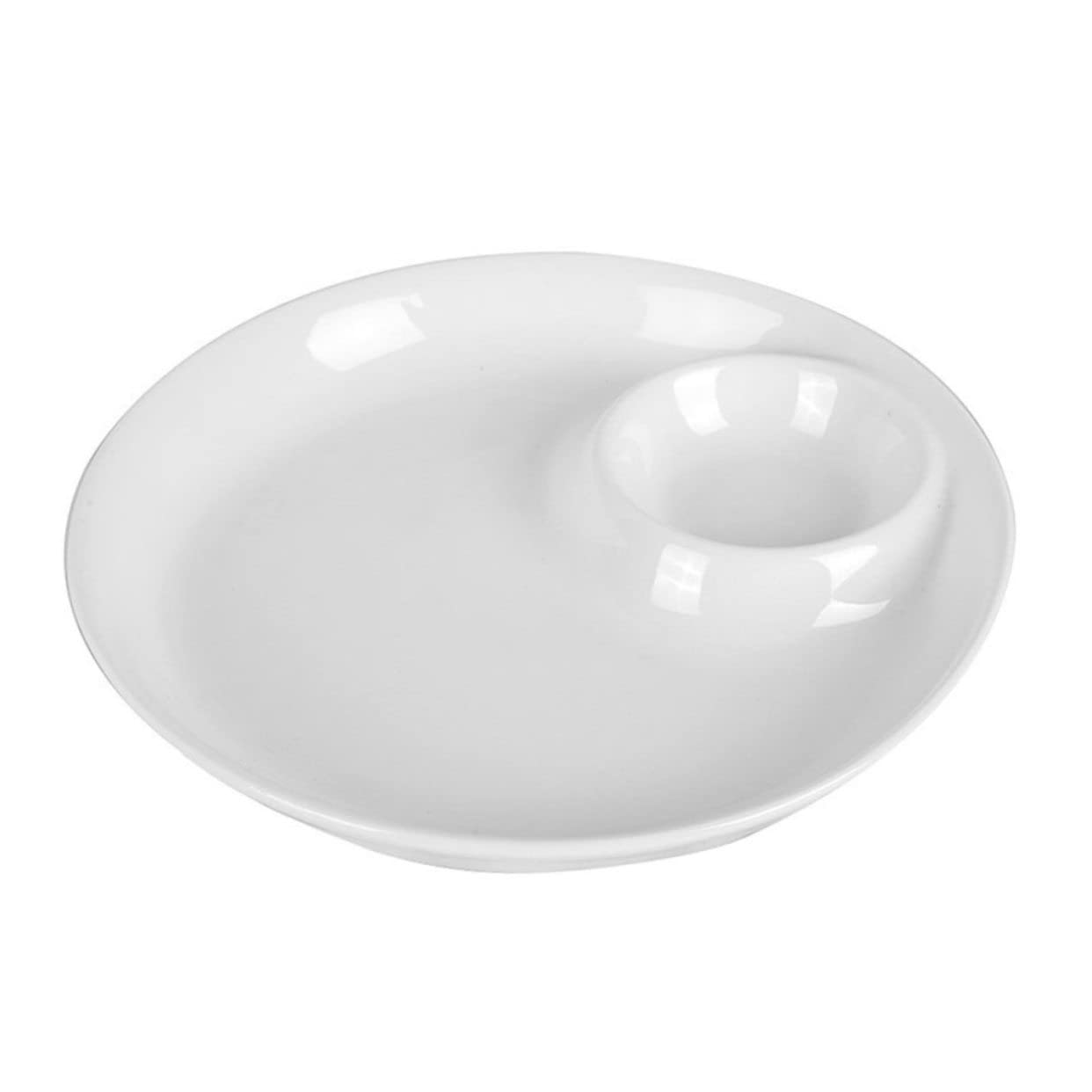 GRIRIW 1pc Dipping Sauce Plate Shrimp Dish Meal Plate Seafood Plate with Sauce Dish Portion Control Plate Luncheon Plate Dumpling Plate Dumpling Dish Appetizer Dish Plates Ceramics White