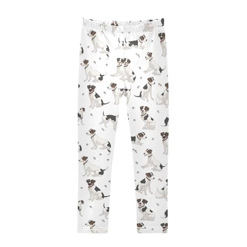 Wusikd White Black Dog Girls' Leggings Toddler Doodles Kids Yoga Pants Dance Active Tights 4T