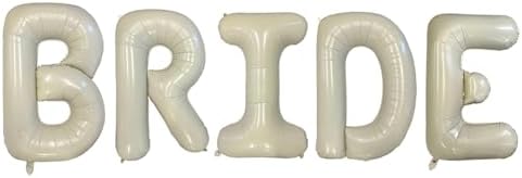 40 Inch Beige BRIDE Balloons Bachelorette for Bridal Shower & Creamy white Bride Mylar Foil Balloons lettered Sign Wedding Engagement shower To Be Party Favors Decorations