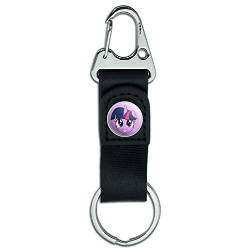 My Little Pony Twilight Sparkle Face Keychain with Leather Fabric Belt Clip-On Carabiner
