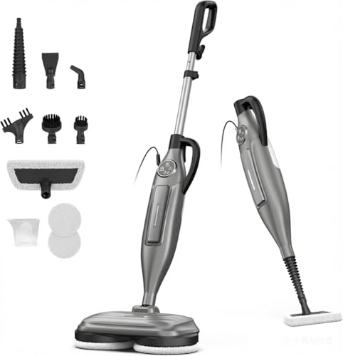 Image of DEVOAC VM6 Scrubbing Steam Mop with Rotating Mop Pads, 10 in 1 Steam Mop, Lightweight Spin Mop & 3 Steam Modes for Hard Floor Laminate Marble Floors (Slate)