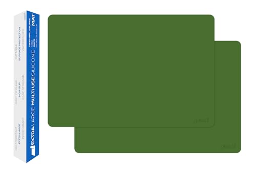Image of GASARE, Set of 2, Extra Large, Thick, Silicone Mats for Kitchen Counter, Heat Resistant Mats, Countertop Protector, Non-Slip, Easy to Clean, 25 x 17 Inches x 1.4mm, Green