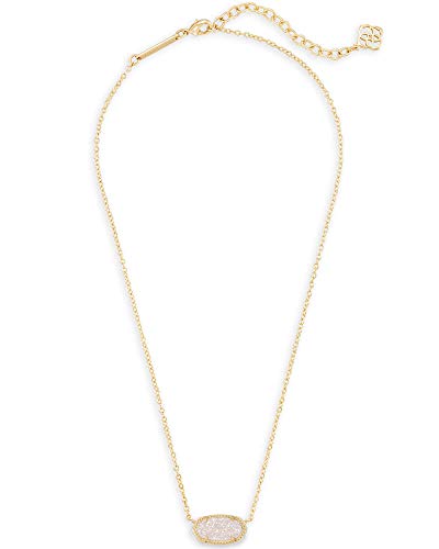 Kendra Scott Elisa Adjustable Length Pendant Necklace For Women, Fashion Jewelry, 14K Gold-Plated, Iridescent Drusy #TOP1