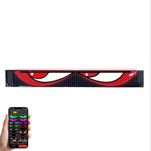 DenilantEC Devil Eyes led Lights for Car, 23x5 Inches Flexible led Display, Customizable Text Patterns, Bluetooth App Control, 1 Piece, Made for Businesses, Windshield & Rear Window