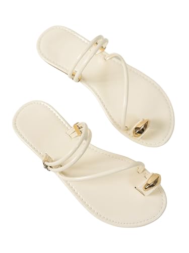 Image of Verdusa Women's Metallic Open Toe Ring Sandals Summer Strappy Flat Sandals