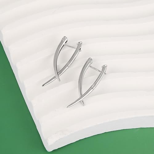 HZMAN Silver Earrings for Women Dainty Stud Earrings Hypoallergenic Lightweight Earring Jewelry Gift4