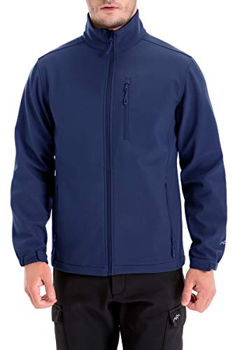 TRAILSIDE SUPPLY CO. Mens Softshell Fleece-Lined Jackets/Winter Outdoor Coats/Windbreaker/Medium-Weight Water-Repellent, Dark Blue, XL