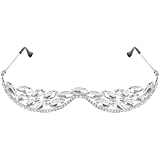 Monture de lunettes demi-lune tendance, monture métallique unique en forme de V, sans verres, ornée de étincelants ; un modèle tendance, idéal pour afficher votre attitude unique décontractée face à .