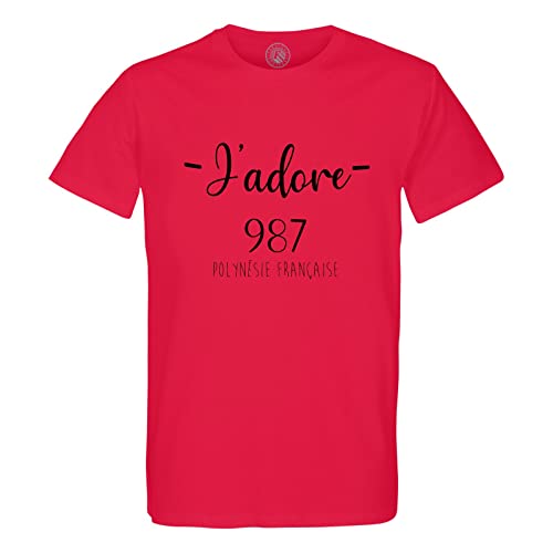 T-Shirt Homme Col Rond en Coton Bio Supérieur J'adore 987 Polynésie