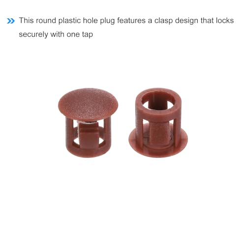 Image of MECCANIXITY 64PCS 7mm(1 /4 inch) Red Brown Plastic Hole Plugs, Flush Type Panel Hole Plugs Insert End Caps for Locking Hole Tubes Furniture Cabinet