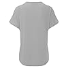𝐩Ink Shirts For Women Ladies Casual V Neck Short Sleeve T Shirt Pleated Solid Color Button Top Asymmetrical Tops For Women (Grey, XXL) #2