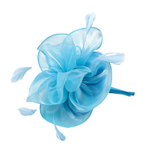 Tocado pastillero de organza exclusivo con acabados de plumas finas para ceremonia