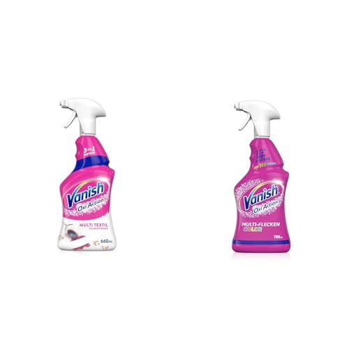 Vanish Oxi Action Multi-Textil Fleckenentfernerspray – 1 x 660 ml – für Teppiche und Polster, gegen Schmutz + Vorwaschspray Color – 1 x 750 ml – Fleckenentferner für die Vorbehandlung bunter Wäsche