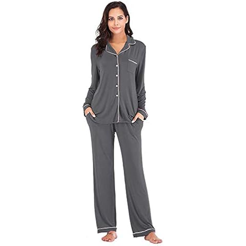 OCCIENTEC Pijama para Mujer de Algodón Gris Cover