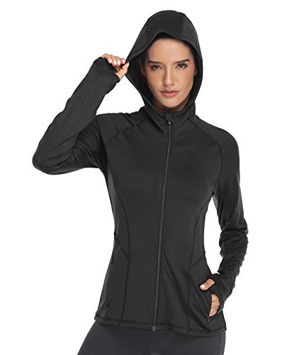 Vutru Women's Full Zip Workout Hoodie Athletic Long Sleeve Running Slim Fit Track Jacket With Zip Pockets Thumb Holes #TOP4
