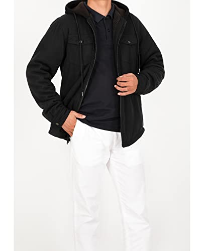 Image of ZENTHACE Men's Sherpa Lined Full Zip Hooded Plaid Shirt Jacket