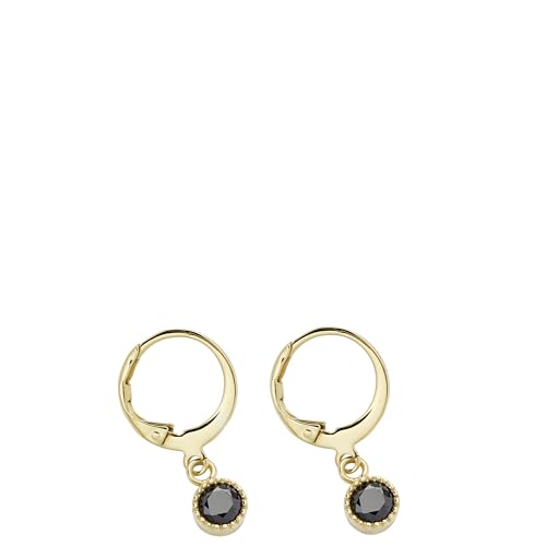 JEWELS BY LEONARDO Ohrhänger Ciao Lola 1 Paar • Ohr-Ringe aus goldfarbenem Edelstahl • beweglicher schwarzer Glaskristall eingefasst mit ziselierten Rand • Schmuck Geschenk für Frauen • 018783