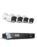 ZOSI 4K Ultra HD PoE CCTV Camera System with True Clarity Color Night Vision, 8 Port 16CH 4K NVR and 4pcs 8MP Aurora Lux C186A Outdoor PoE Cameras, Human Vehicle Detection, Light&Siren, 2-Way Audio